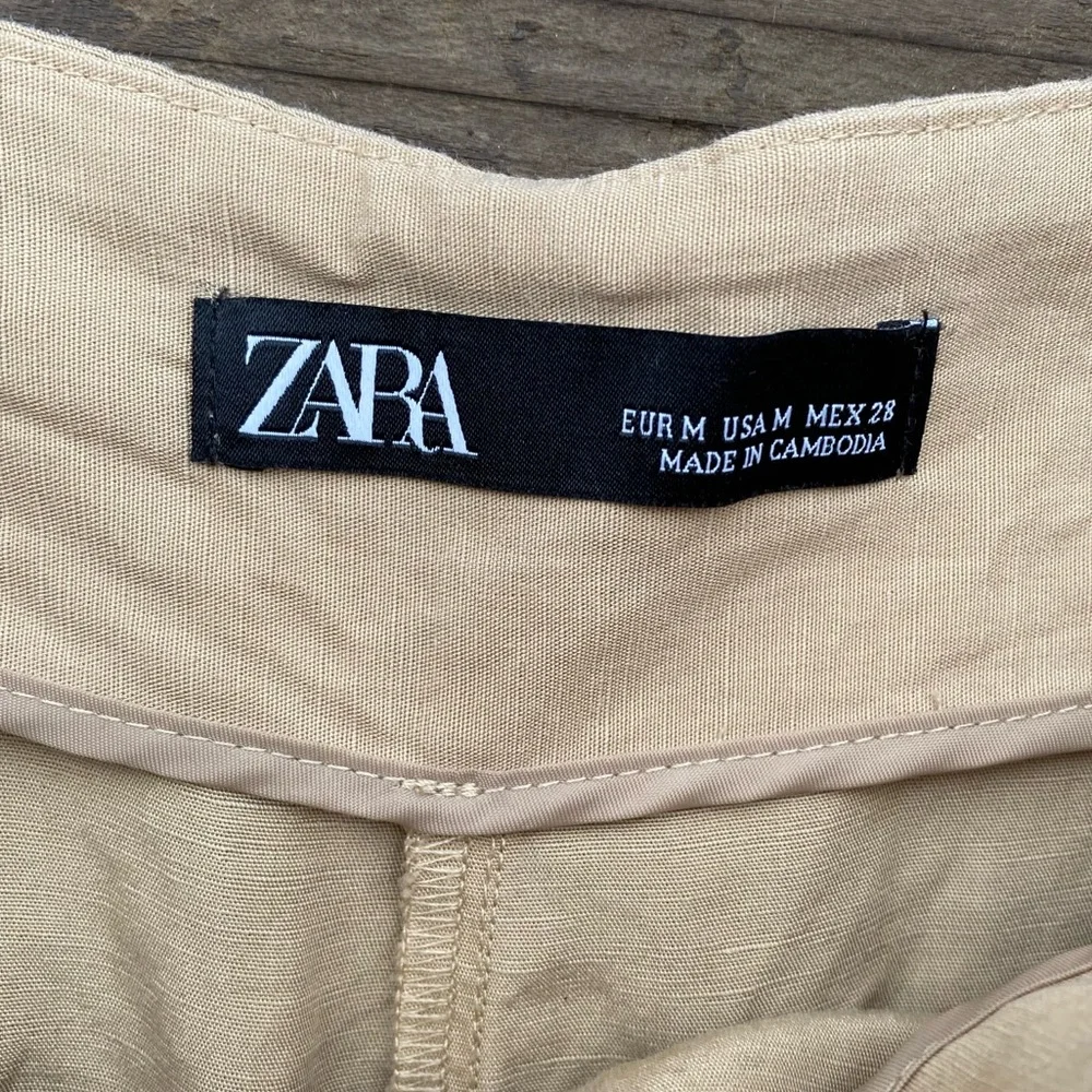 Zara lyocel linen blend wide leg high waisted loose flowy pants